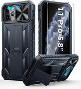 iPhone 11 Pro Dual Protective Case with Camera Cover and Stand Black FNTCASE